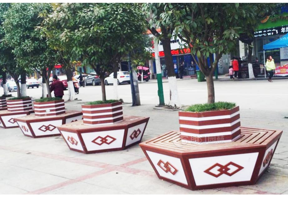 休閑廣場(chǎng)座椅花箱